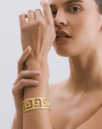 Andromeda Gold-Plated Meander Cuff Bracelet