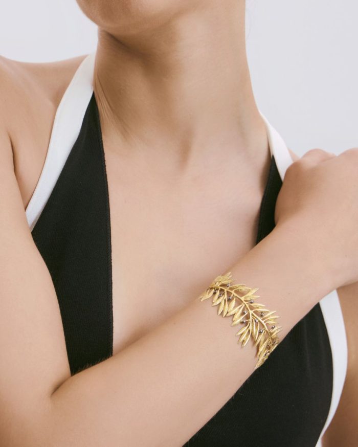 Elia Gold-Plated Olive Branch Bracelet - Image 3