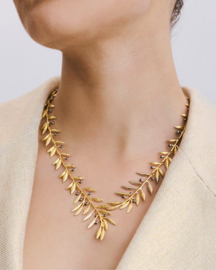 Elia Gold- Gold-Plated Olive Branch Necklace - Image 3