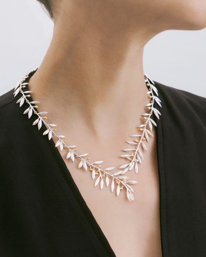 Elia - Olive Branch Sterling Silver Necklace - Image 3