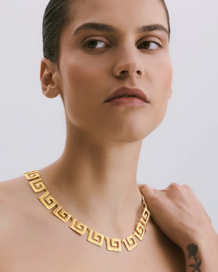 Meander - Greek Key Gold-Plated Necklace - Image 3
