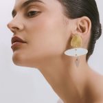 Bianca- White and Gold Geometric Earrings