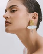 Bianca- White and Gold Geometric Earrings