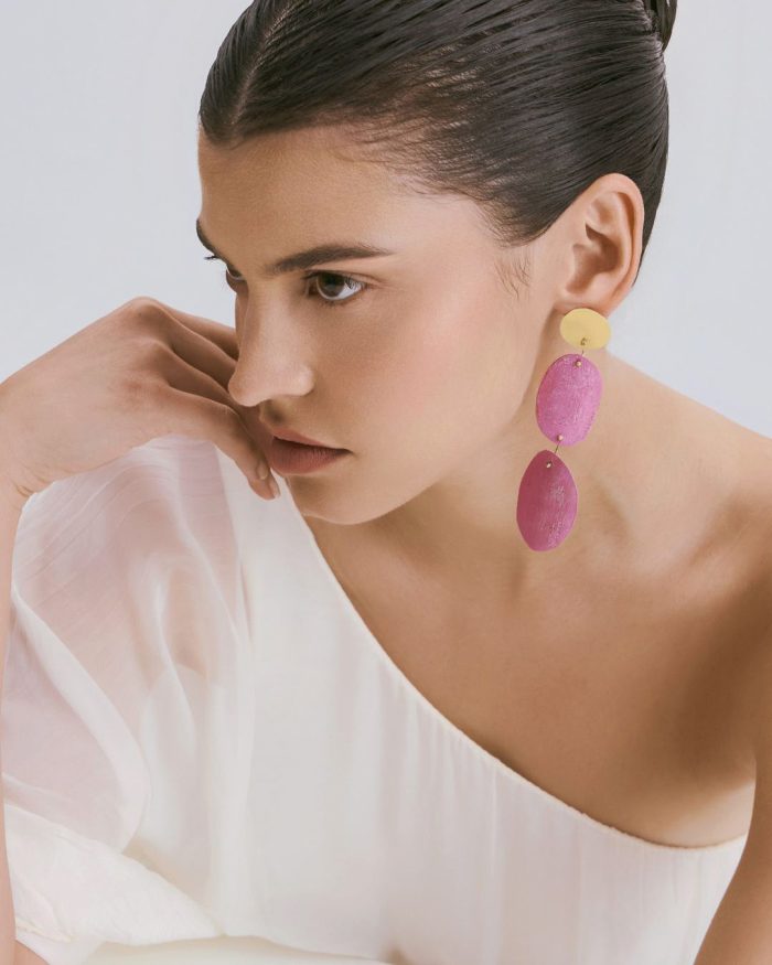 Fuchsia - Sculptural Drop Earrings - Image 3