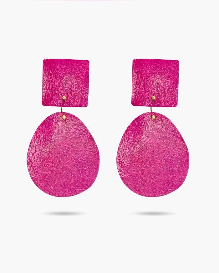 Chroma - Fuchsia Geometric Earrings - Image 2